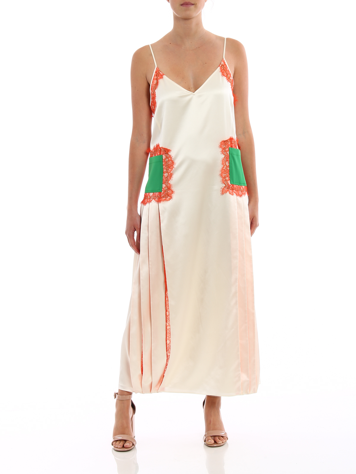 Maxi dresses Tory Burch - Claire silk satin and lace dress - 460500218104