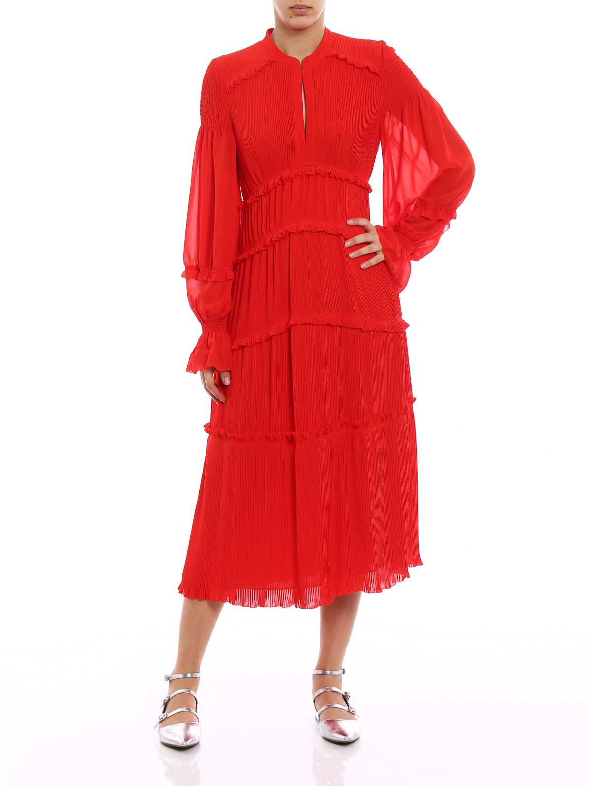 Morgue throw away Trolley Maxi dresses Tory Burch - Stella red pleated chiffon dress - 47150600
