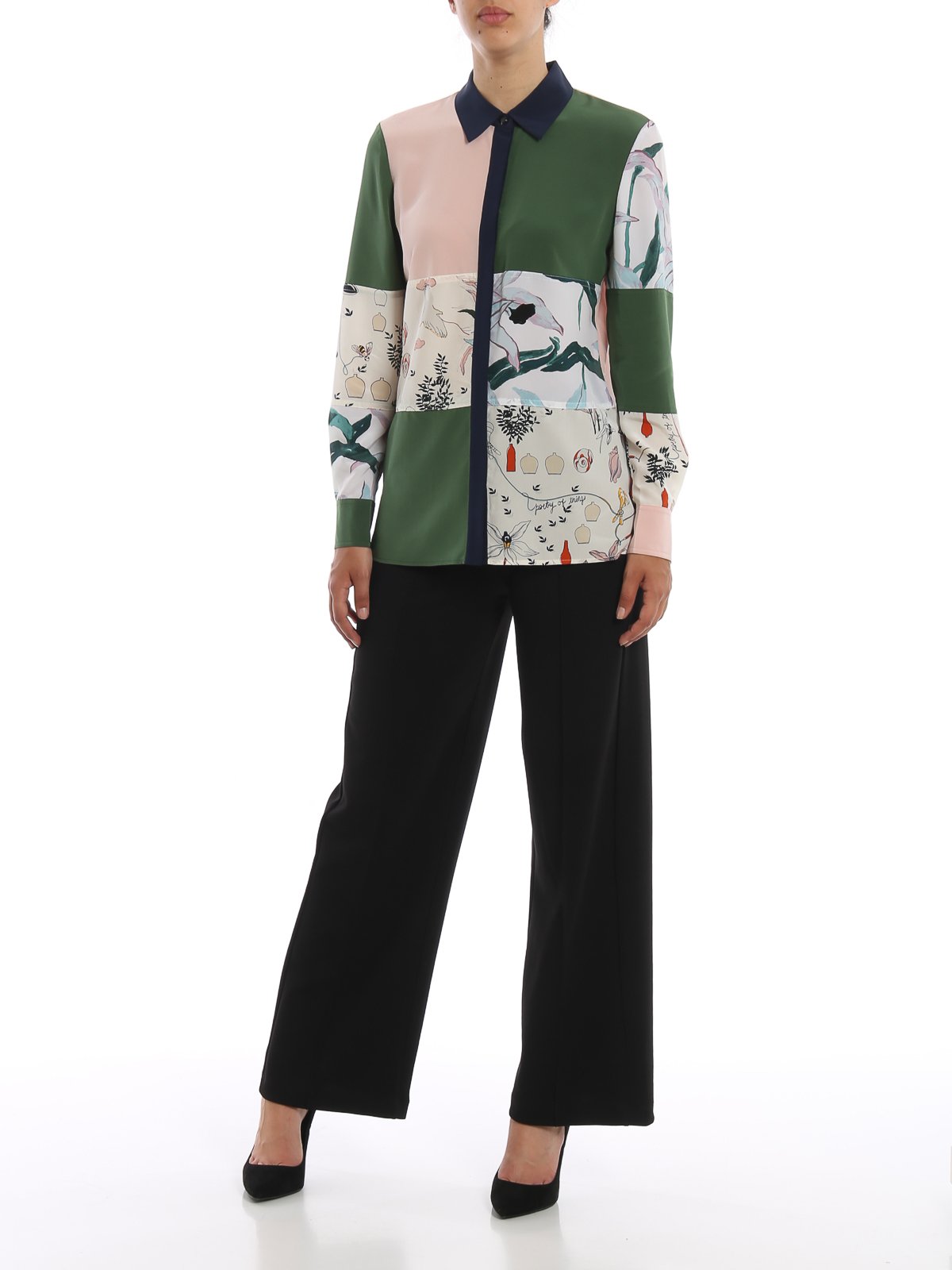 Shirts Tory Burch - Patchwork ivory poetry print silk shirt - 56830990