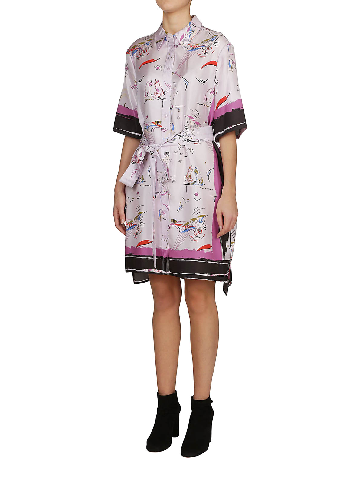 Short dresses Tory Burch - Painted-Border silk shirt dress - 52059500