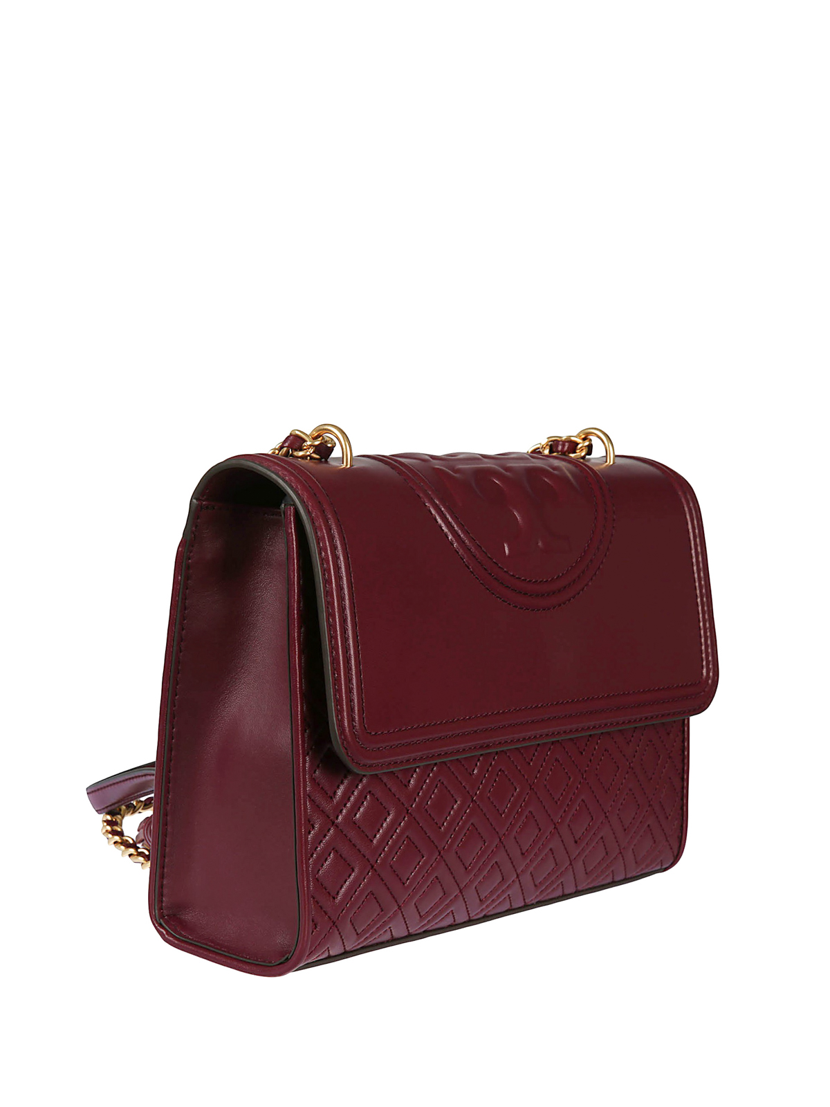 Shoulder bags Tory Burch - Fleming burgundy quilted leather bag - 43833609