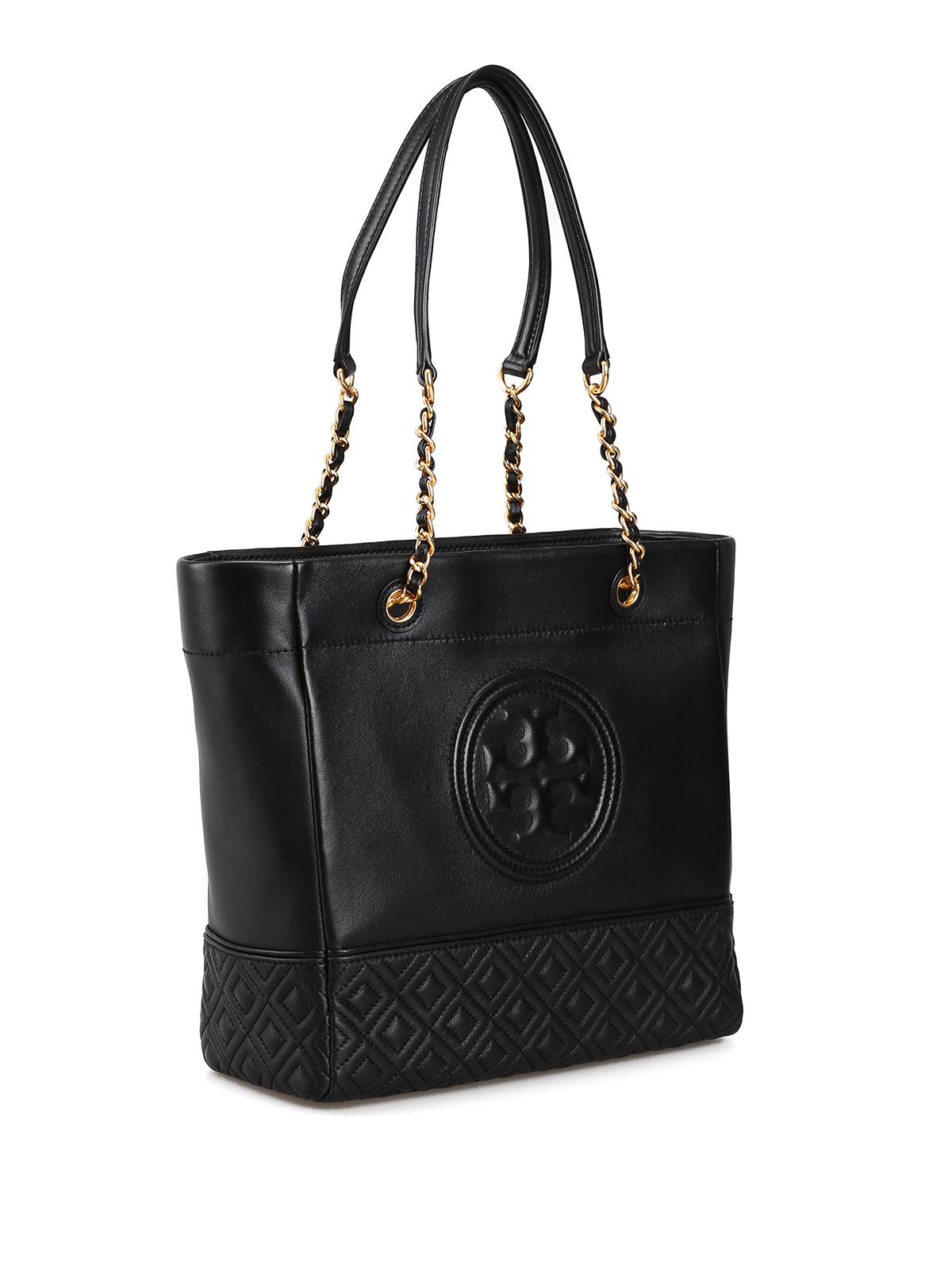 Arriba 83+ imagen tory burch black tote with gold chain