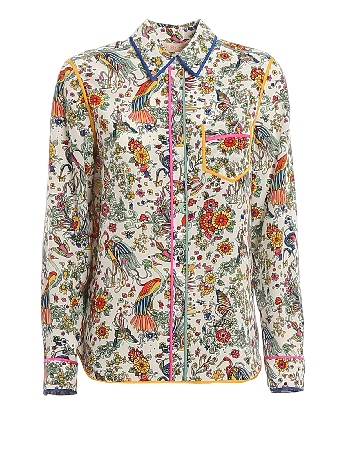 Shirts Tory Burch - Floral silk shirt with patch pocket - 61887962