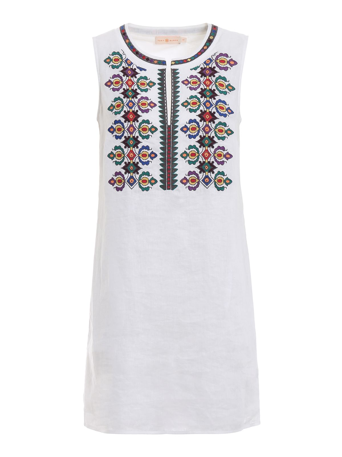 Short dresses Tory Burch - Embroidered sleeveless linen dress - 54802100