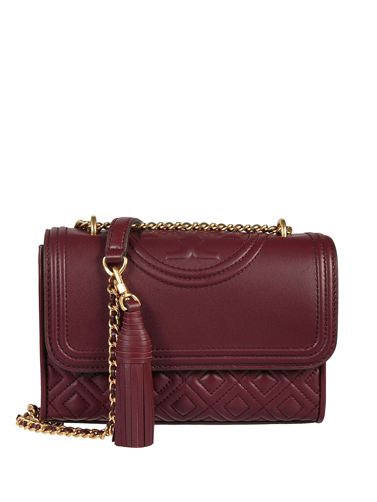 Shoulder bags Tory Burch - Fleming small burgundy quilted leather bag -  43834609