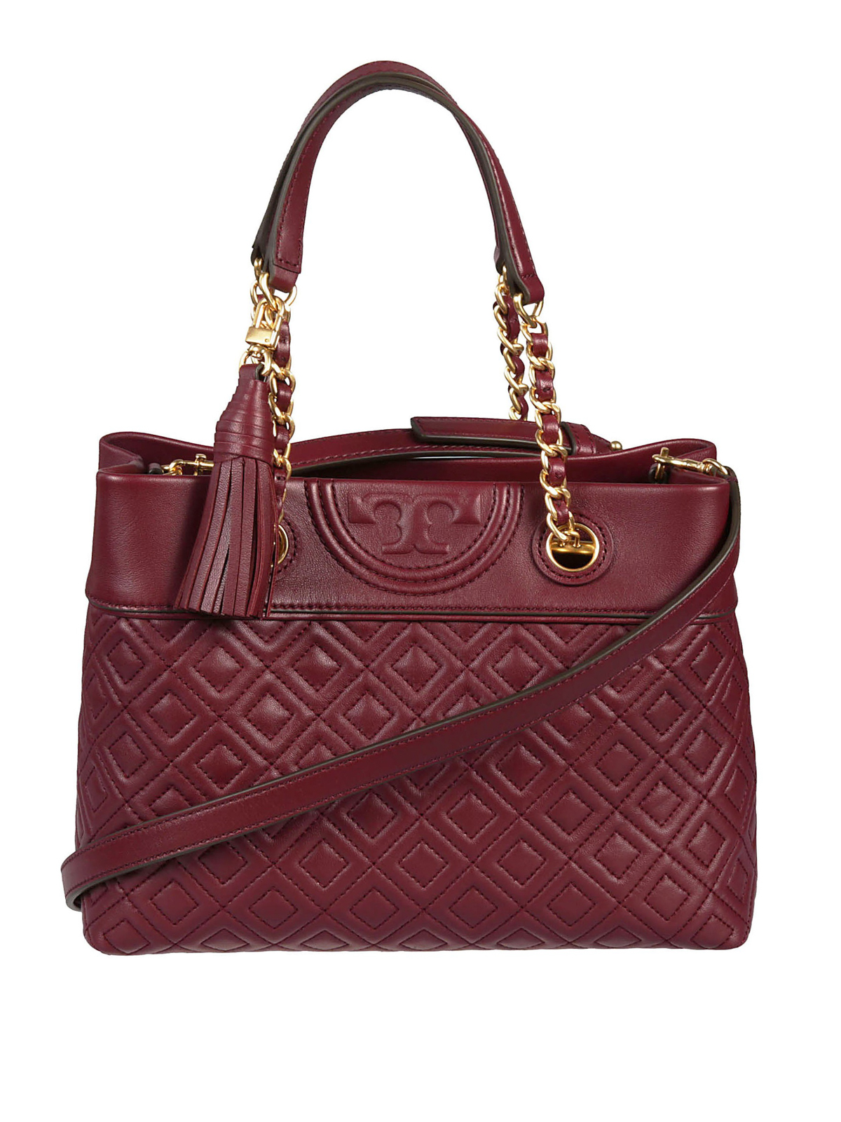 Totes bags Tory Burch - Fleming small burgundy leather tote - 48892609