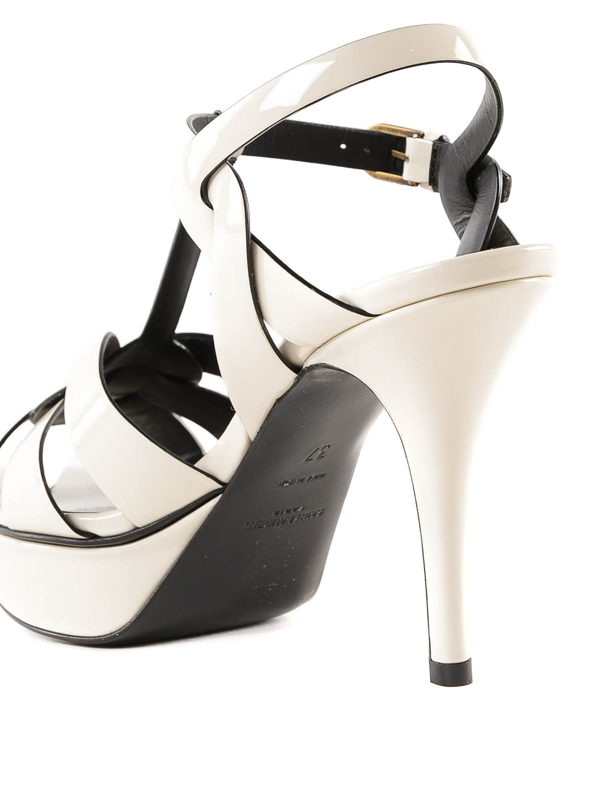 tribute platform sandals in patent leather
