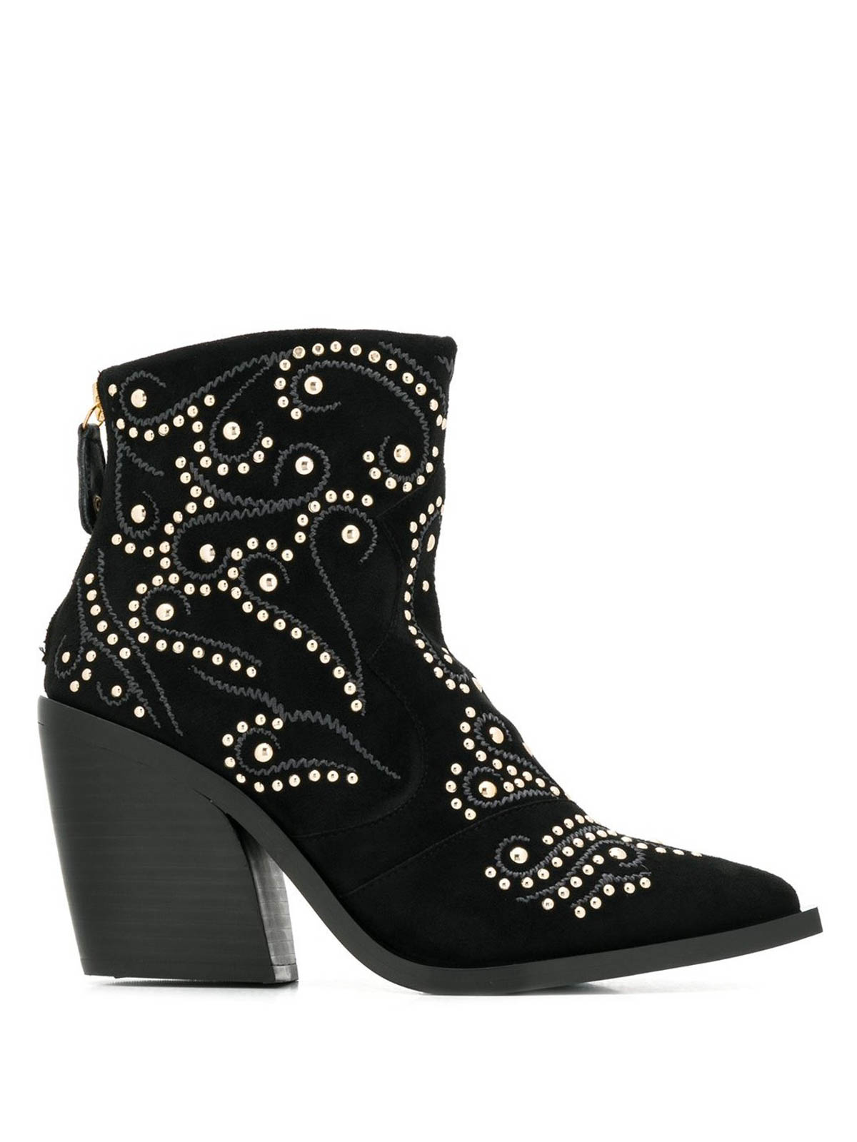 black suede boots with studs