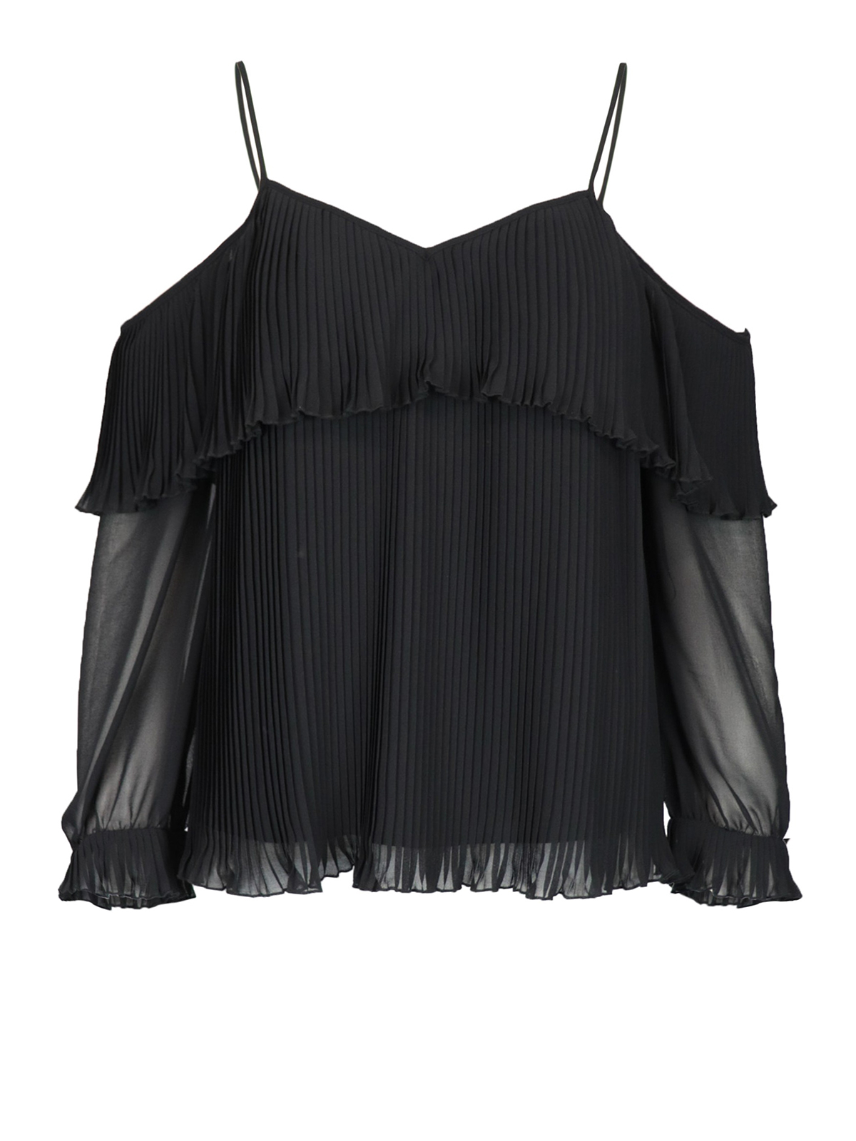 Blouses Twinset - Black pleated georgette blouse - 201TT209000006