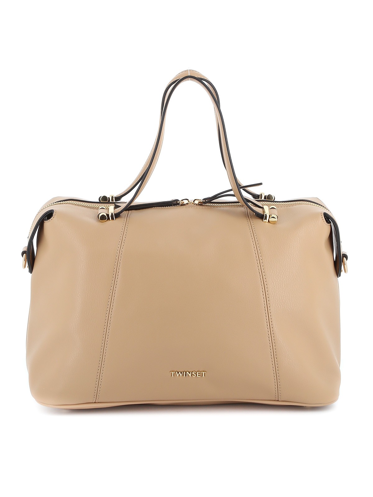 TWINSET FAUX LEATHER BEIGE BOWLING BAG