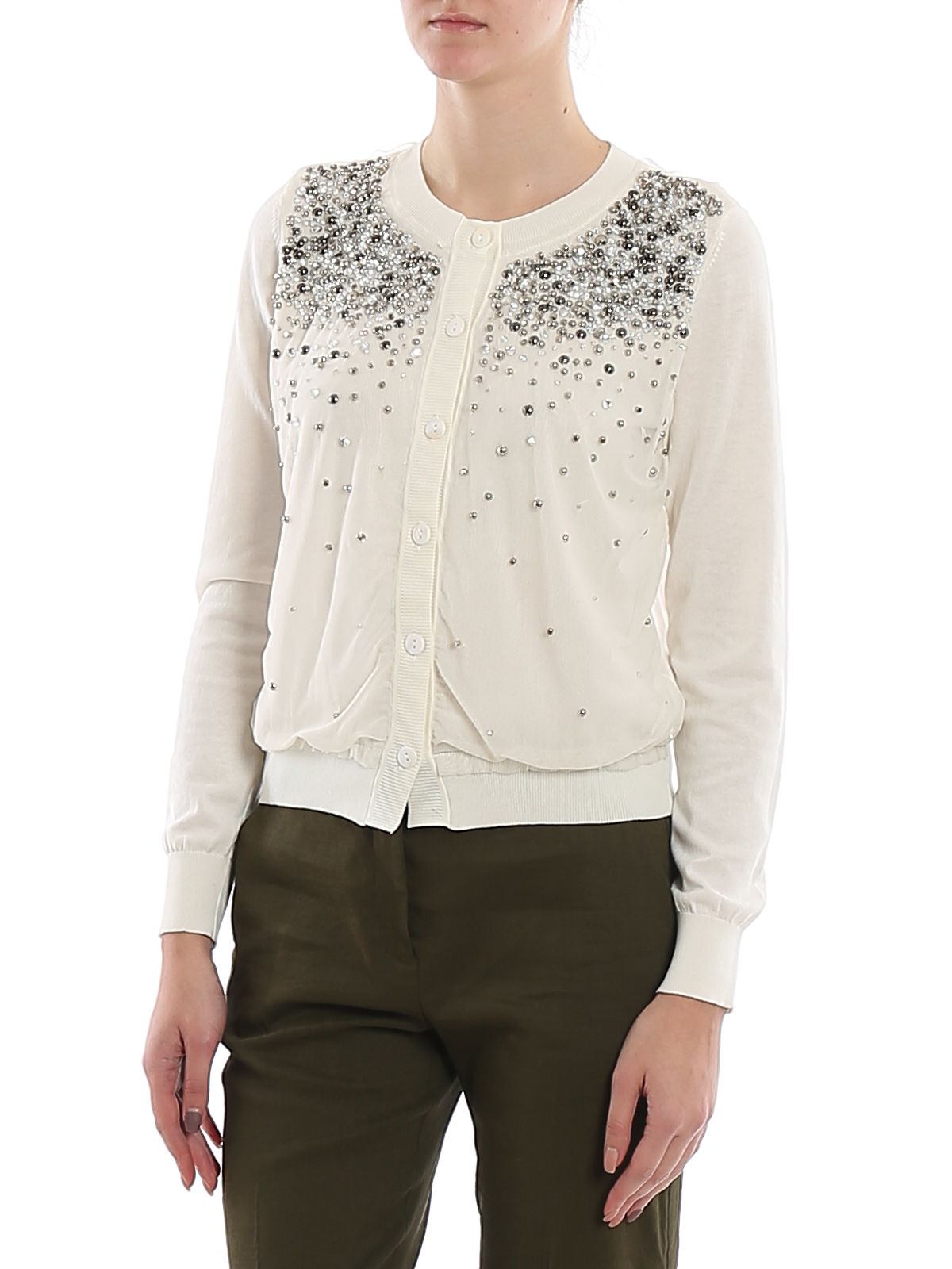 white embellished cardigan