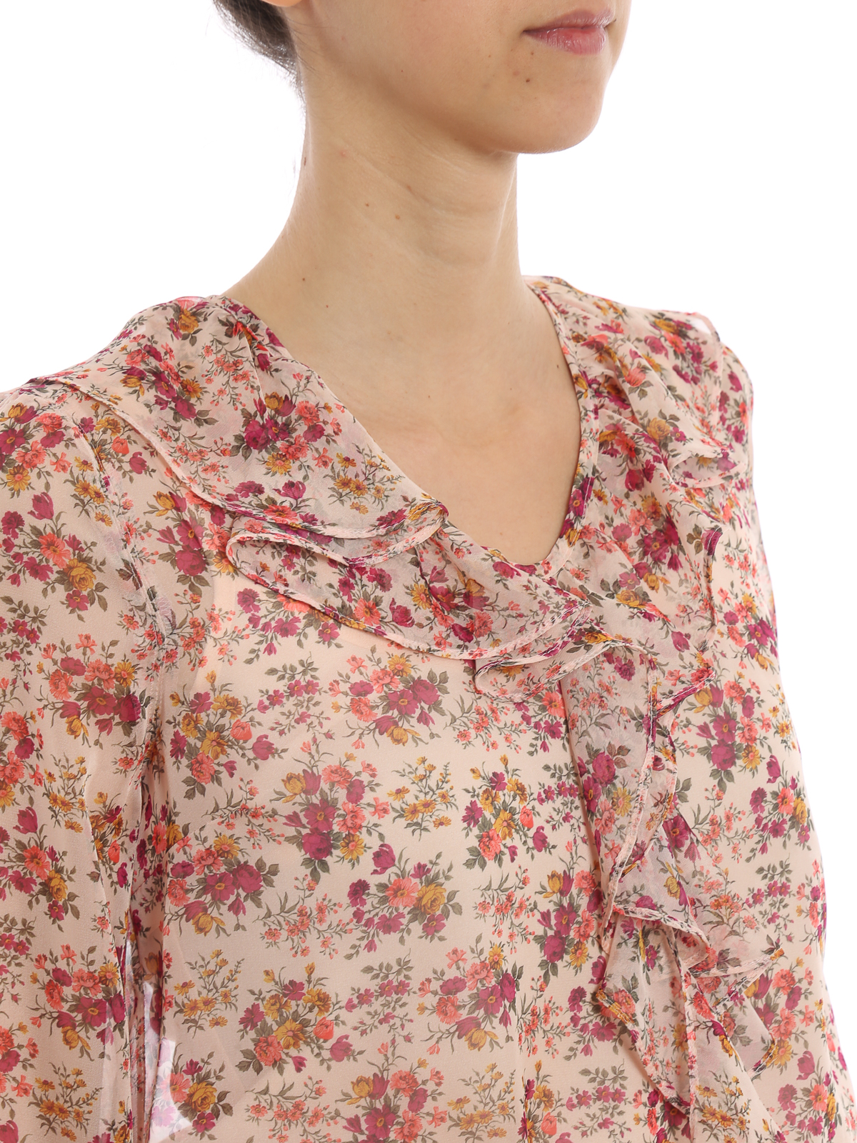 Presentator Welsprekend Verfijning Blouses Twinset - Floral print georgette ruched blouse - 191TP25713617