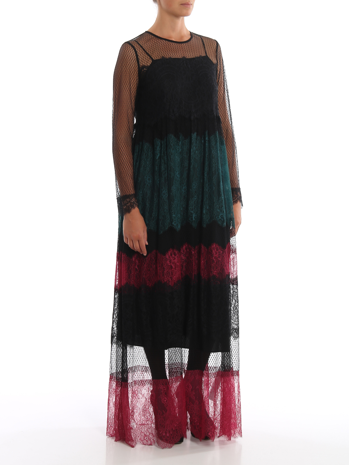 bekken haar Kraan Maxi dresses Twinset - Colour block lace long dress - 192TP270204148