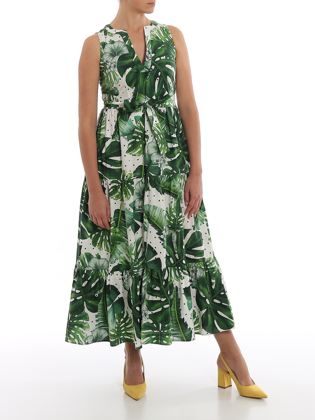 Tropical printed cotton maxi dress ...