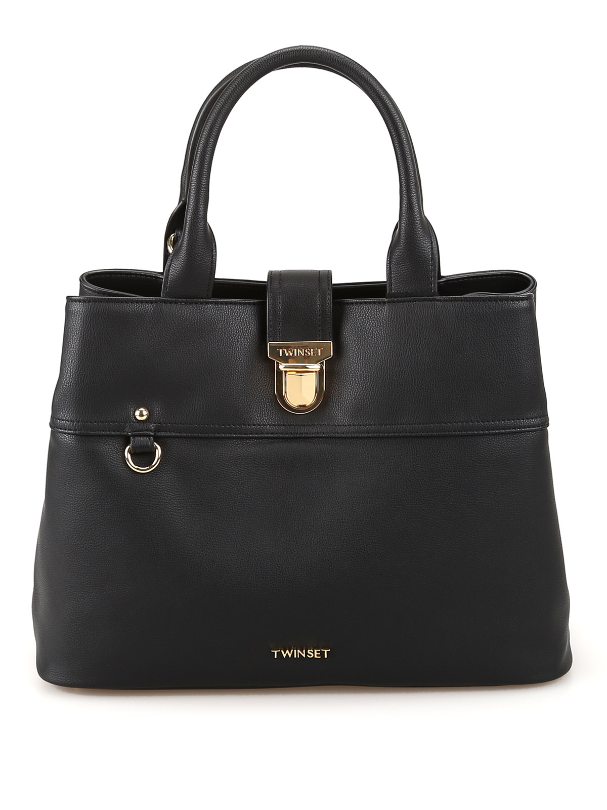 Totes bags Twinset - Black faux leather tote bag - 192TA713100006