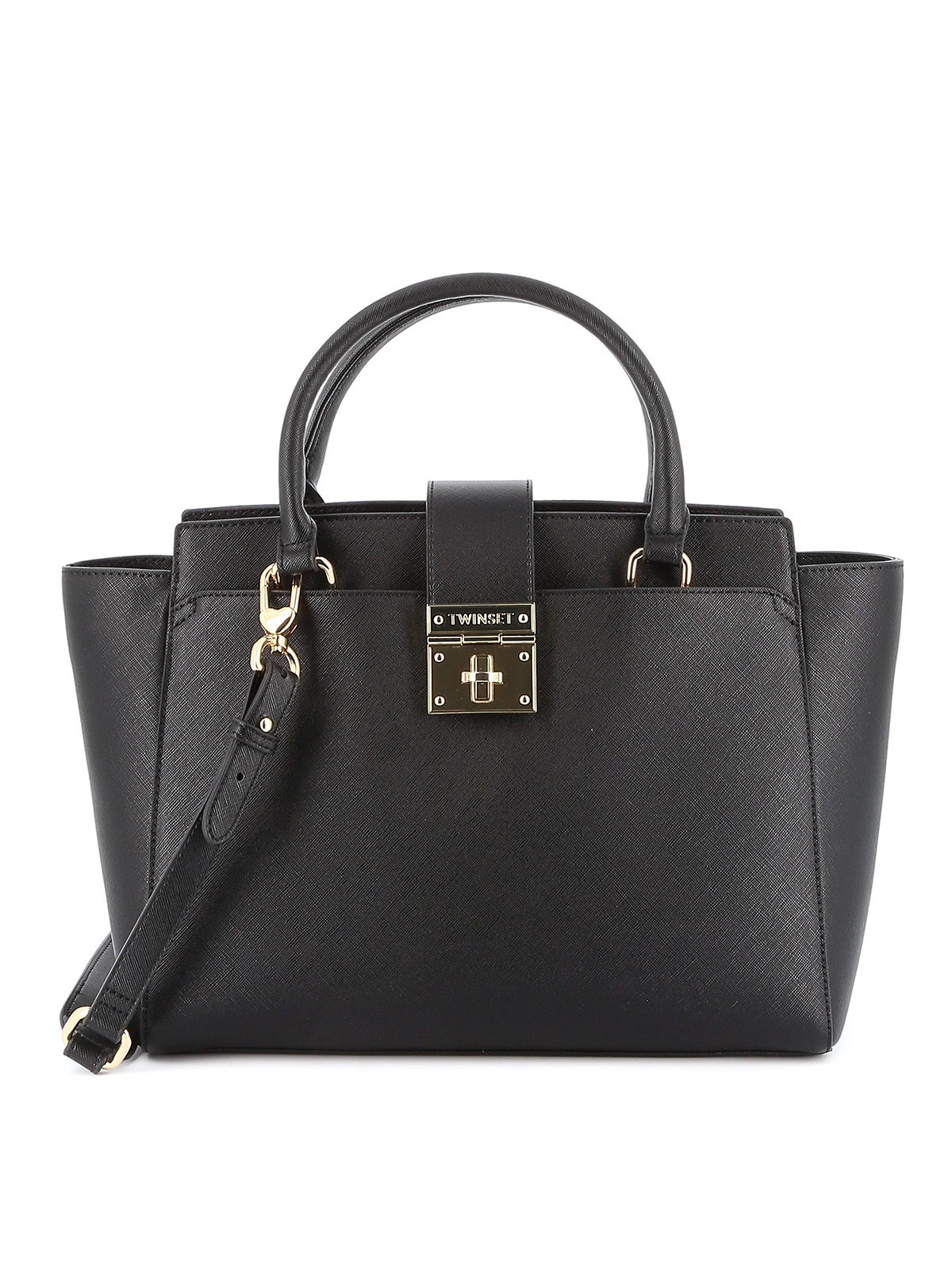 TWINSET BLACK FAUX LEATHER TOTE BAG