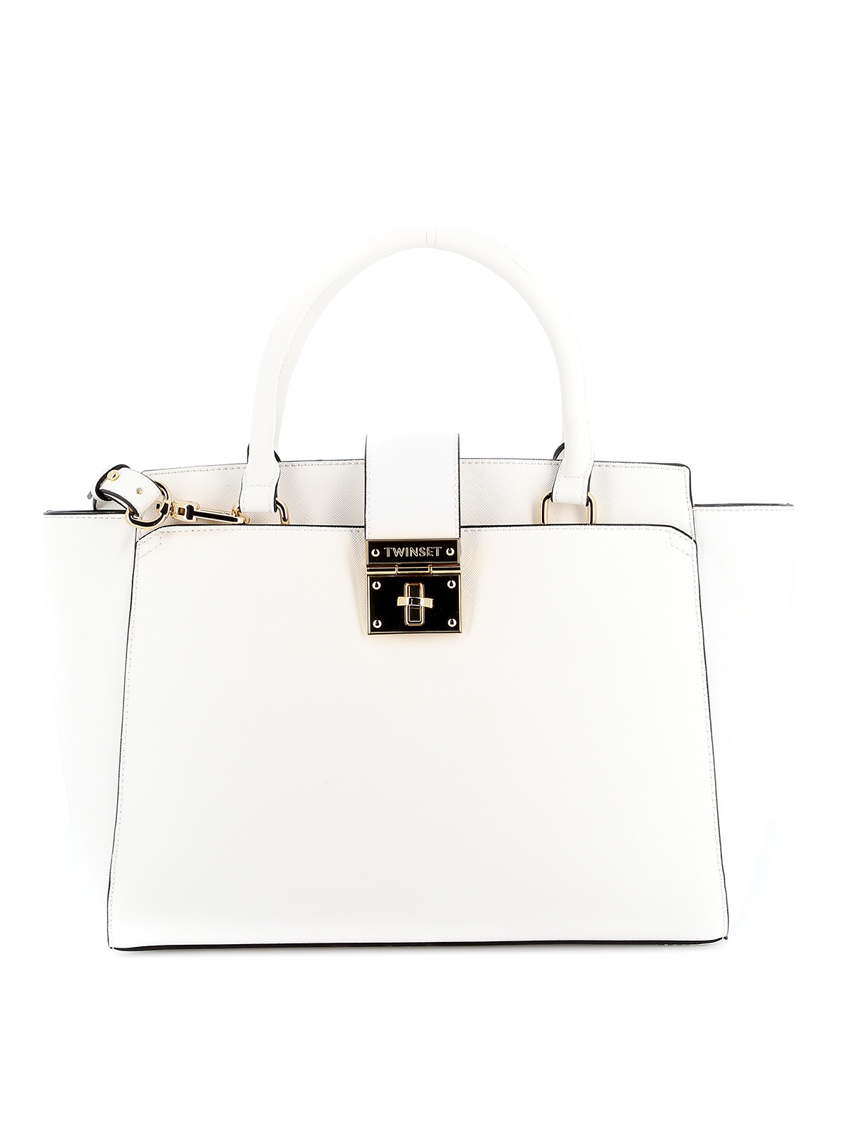 TWINSET WHITE FAUX LEATHER TOTE BAG