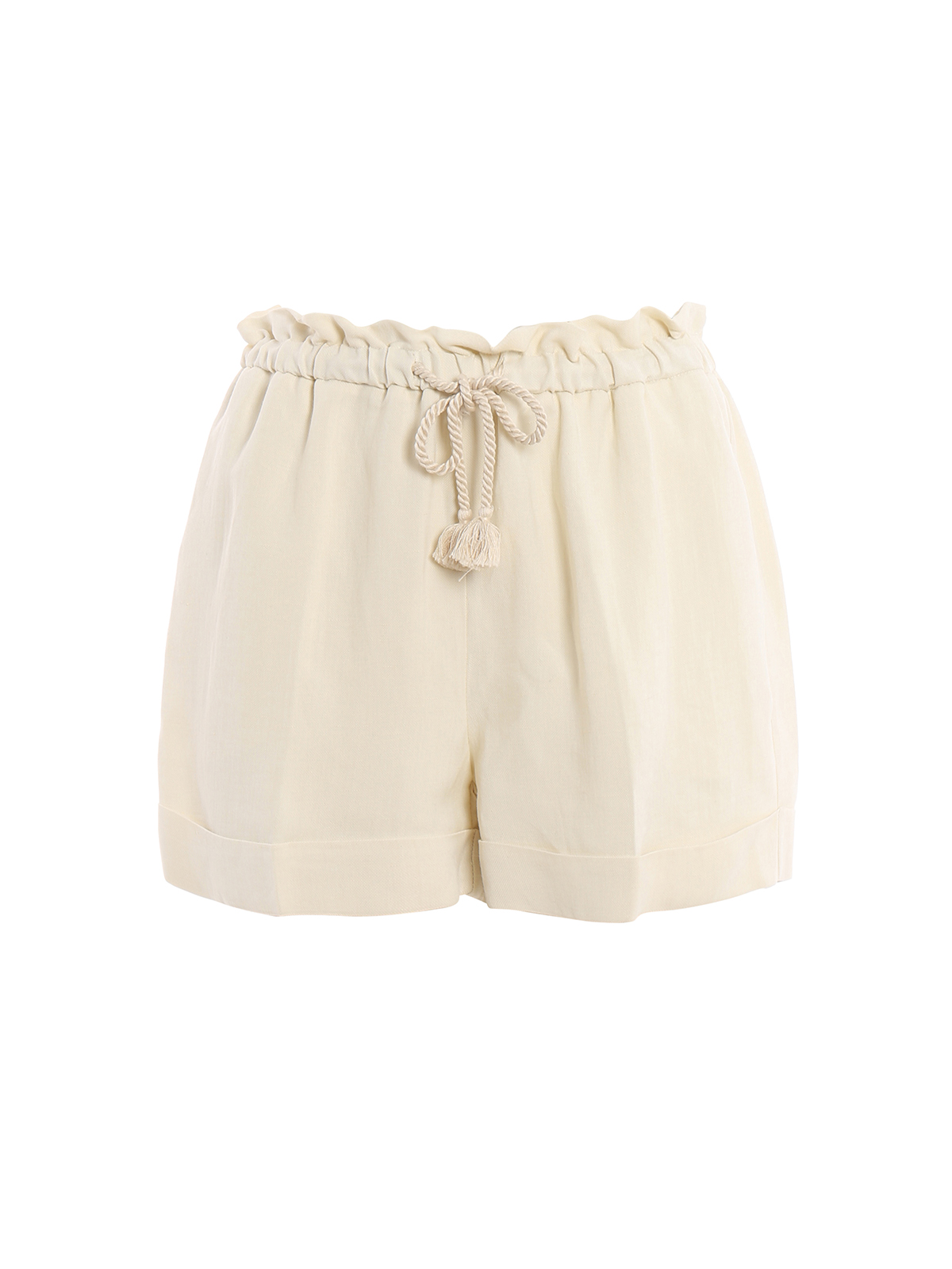 off white linen shorts