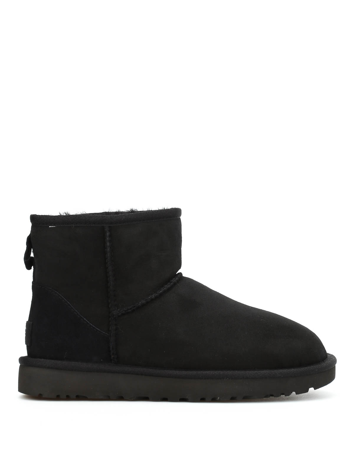 Ugg Mini Classic Low Heels Ankle Boots In Black Leather | ModeSens