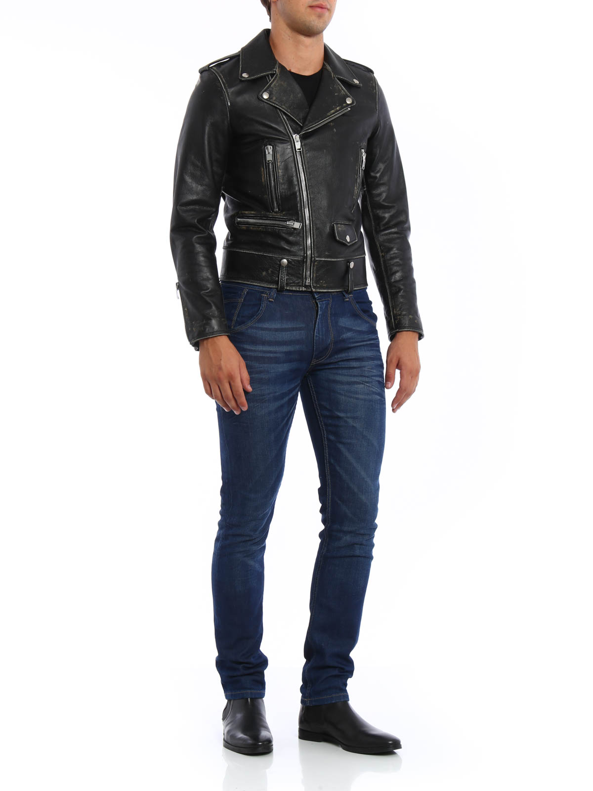Saint Laurent Usedeffect leather biker jacket leather jacket