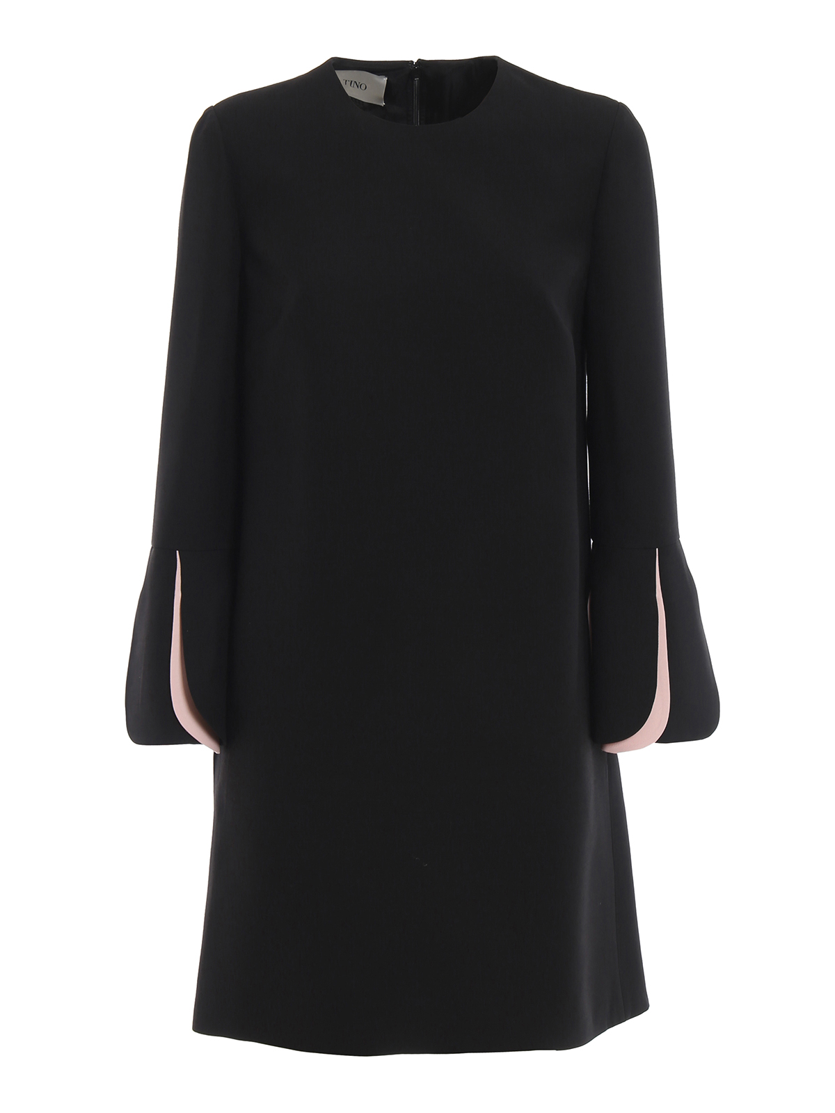 Valentino - Crepe couture black dress with two-tone cuffs - cocktail ...