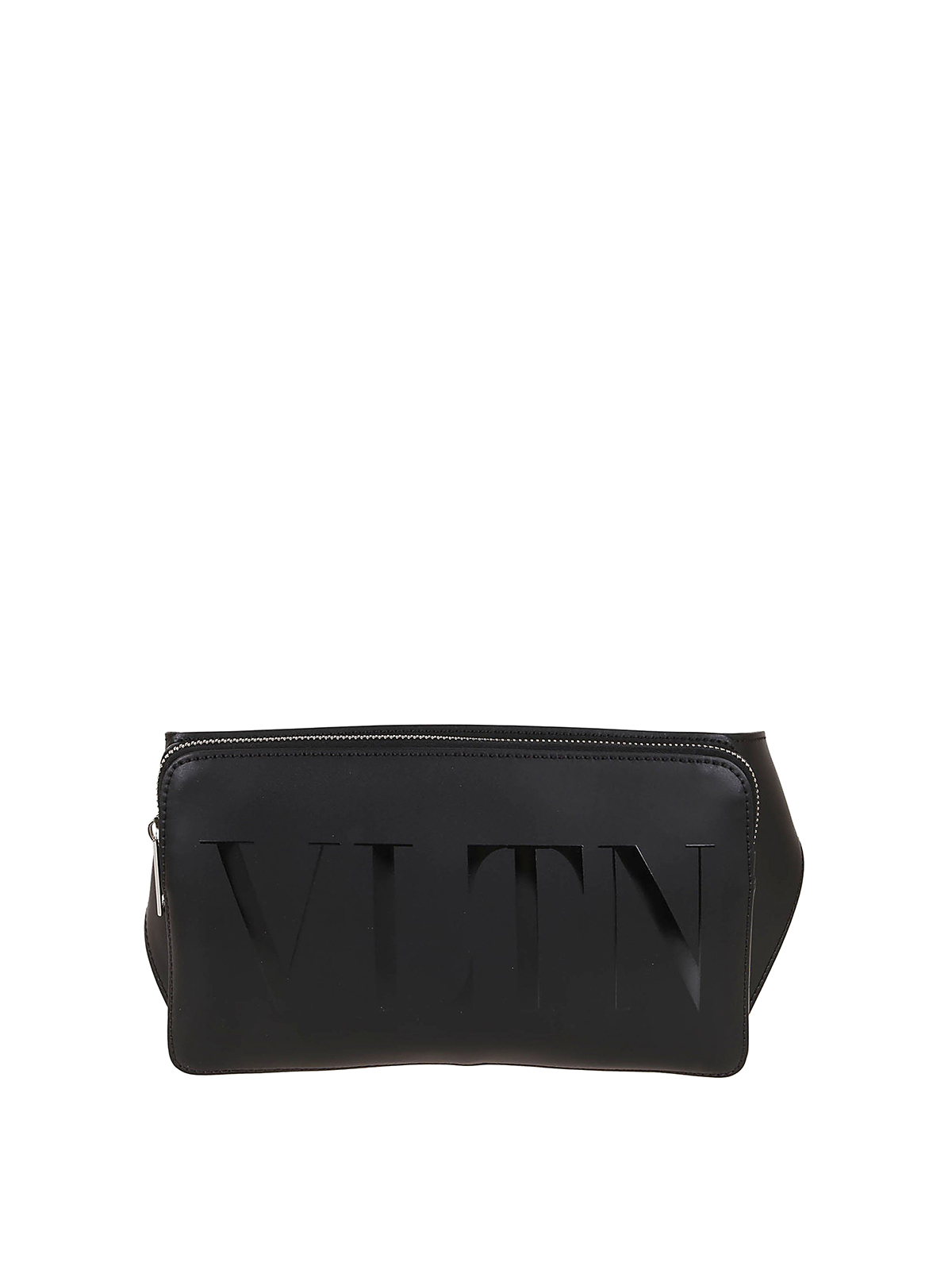 Valentino Garavani Vltn Calf Leather Belt Bag In Black