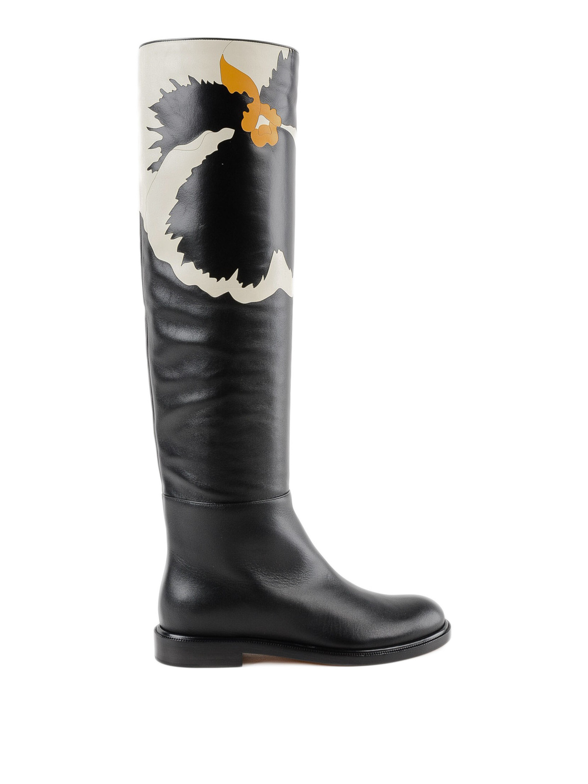 Boots Valentino Garavani - Pansy flower motif leather knee-length boots ...