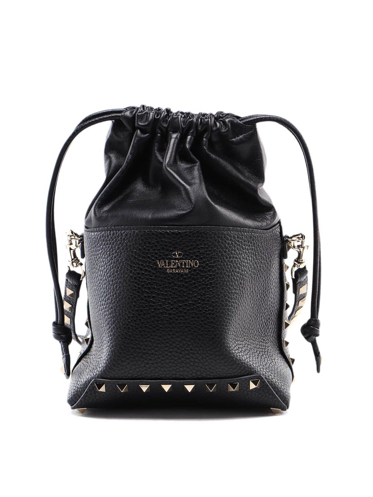 valentino garavani rockstud small leather bucket bag