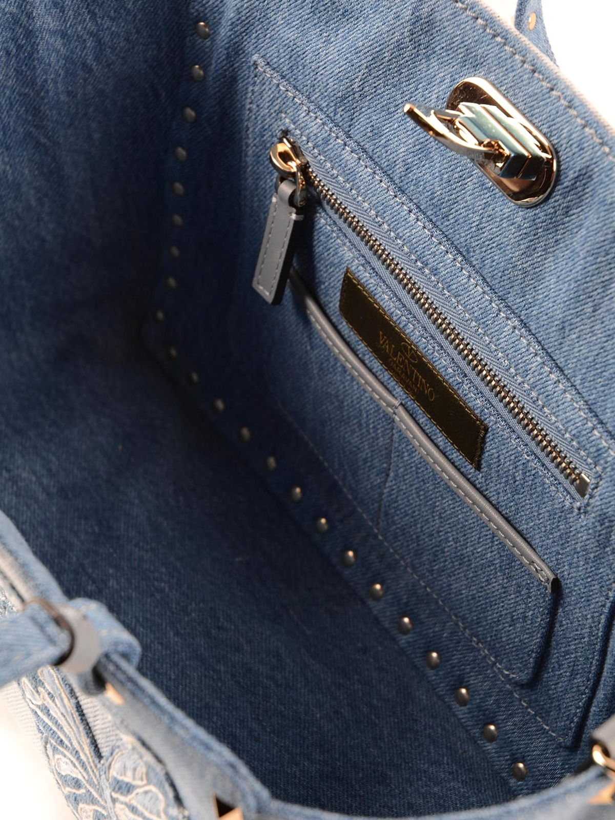 Valentino Garavani Rockstud denim small crossbody cross body bags