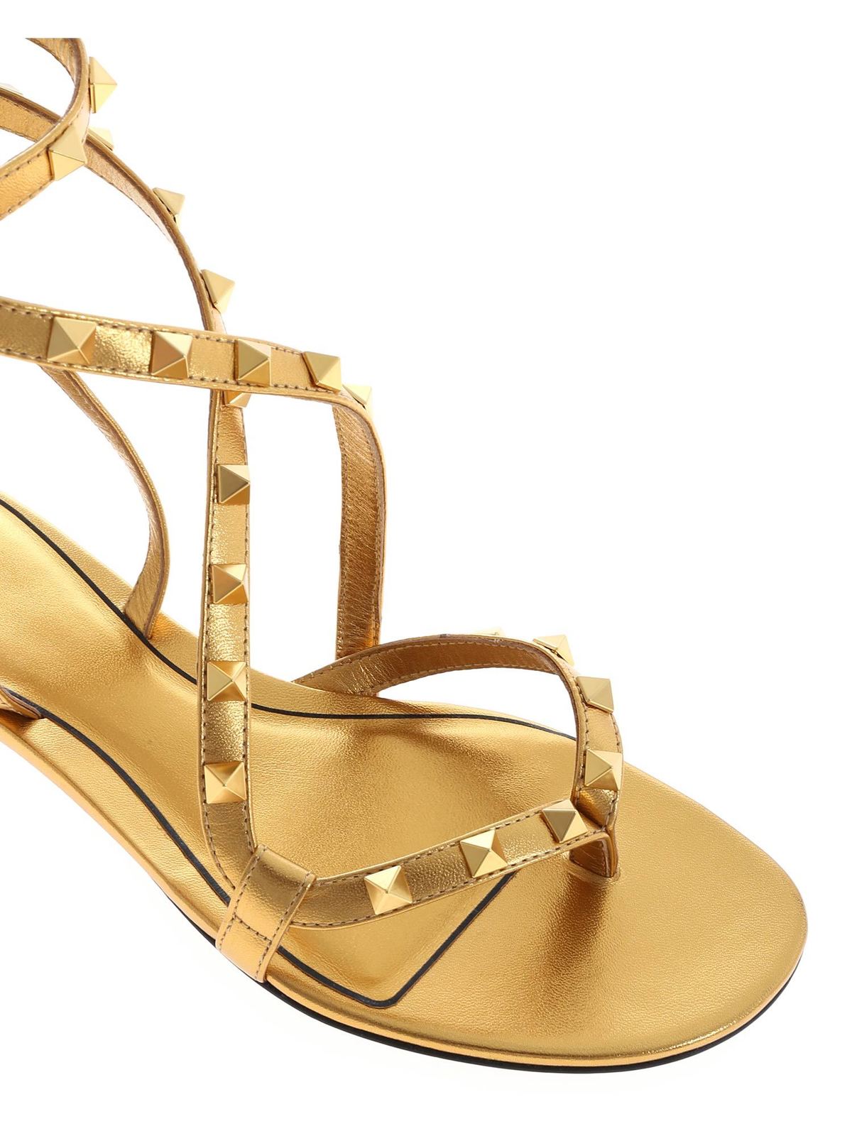 valentino rockstud gold sandals