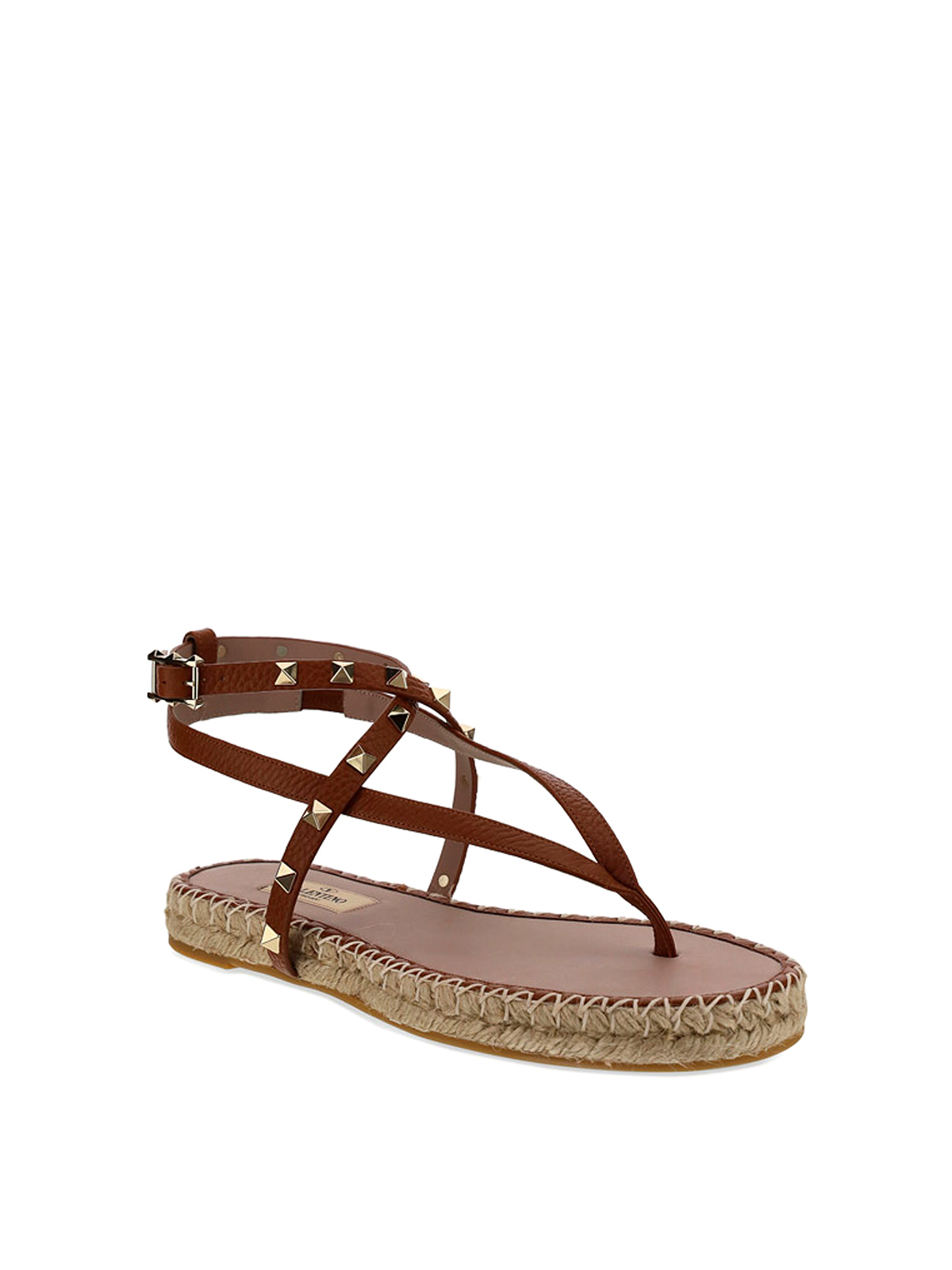 valentino rockstud raffia sandal