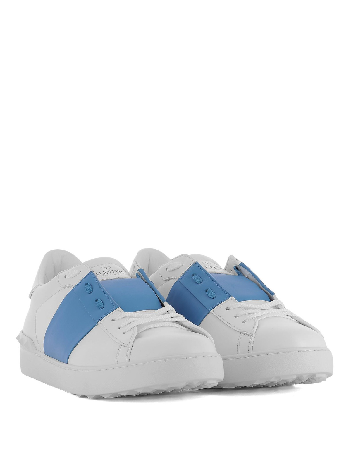 Open blue band leather sneakers 