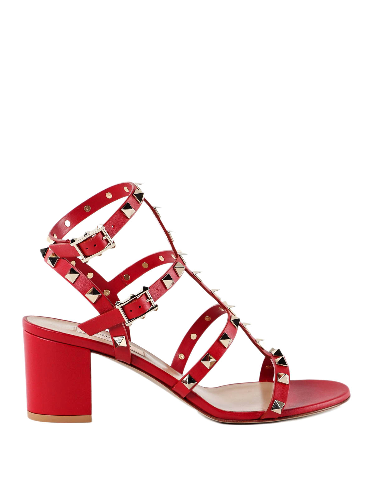 Sandals Valentino Garavani - Rockstud red leather heeled sandals ...