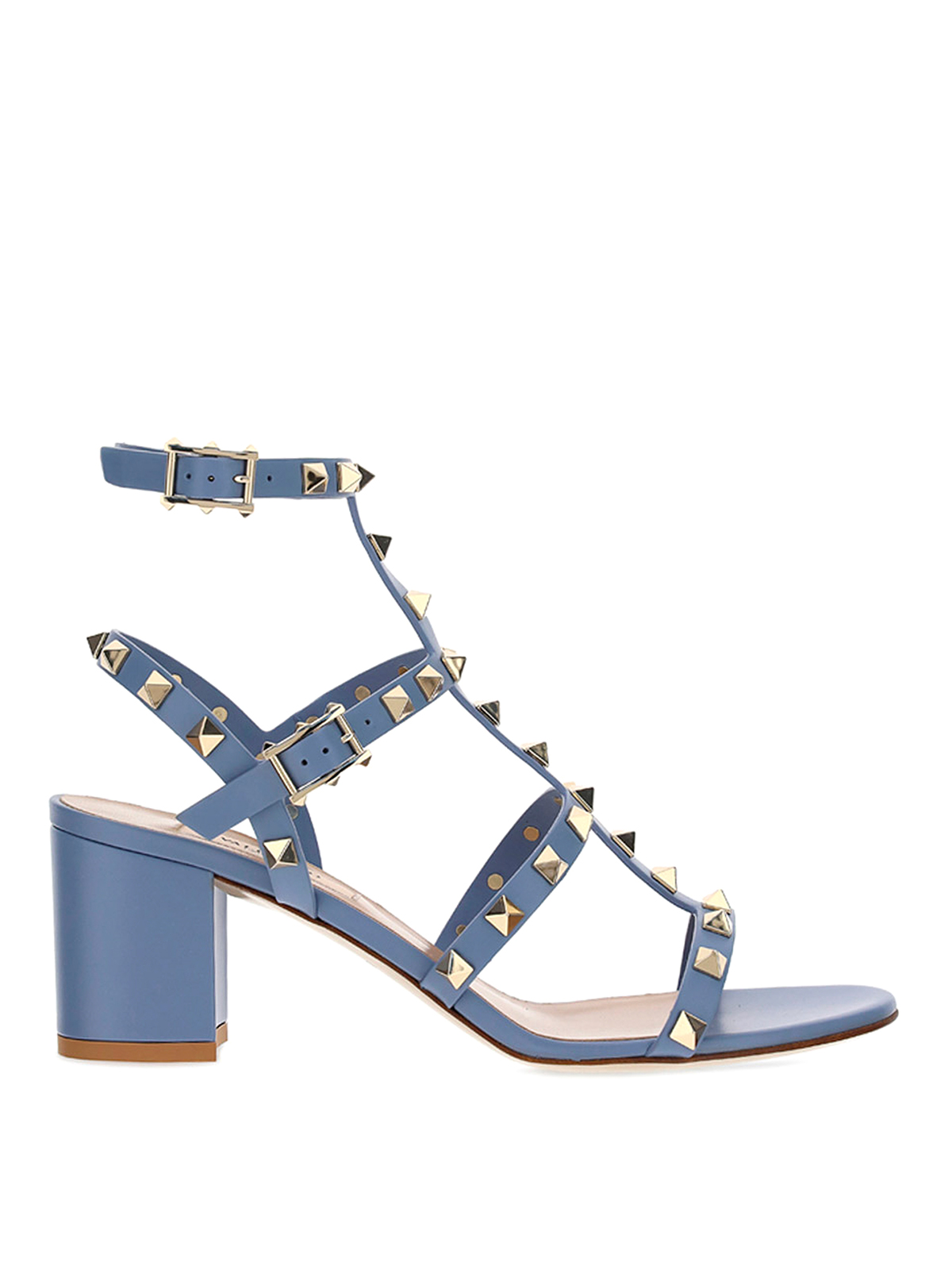 Shop Valentino Rockstud Sandals In Light Blue
