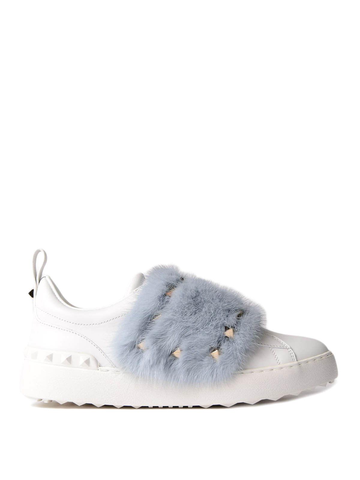 Fur detailed leather sneakers 