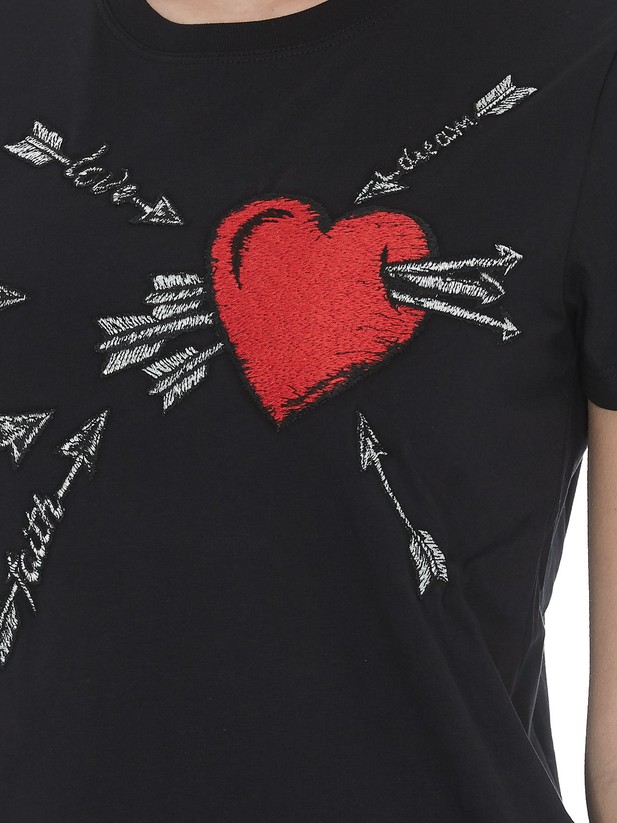 black t shirt with red heart