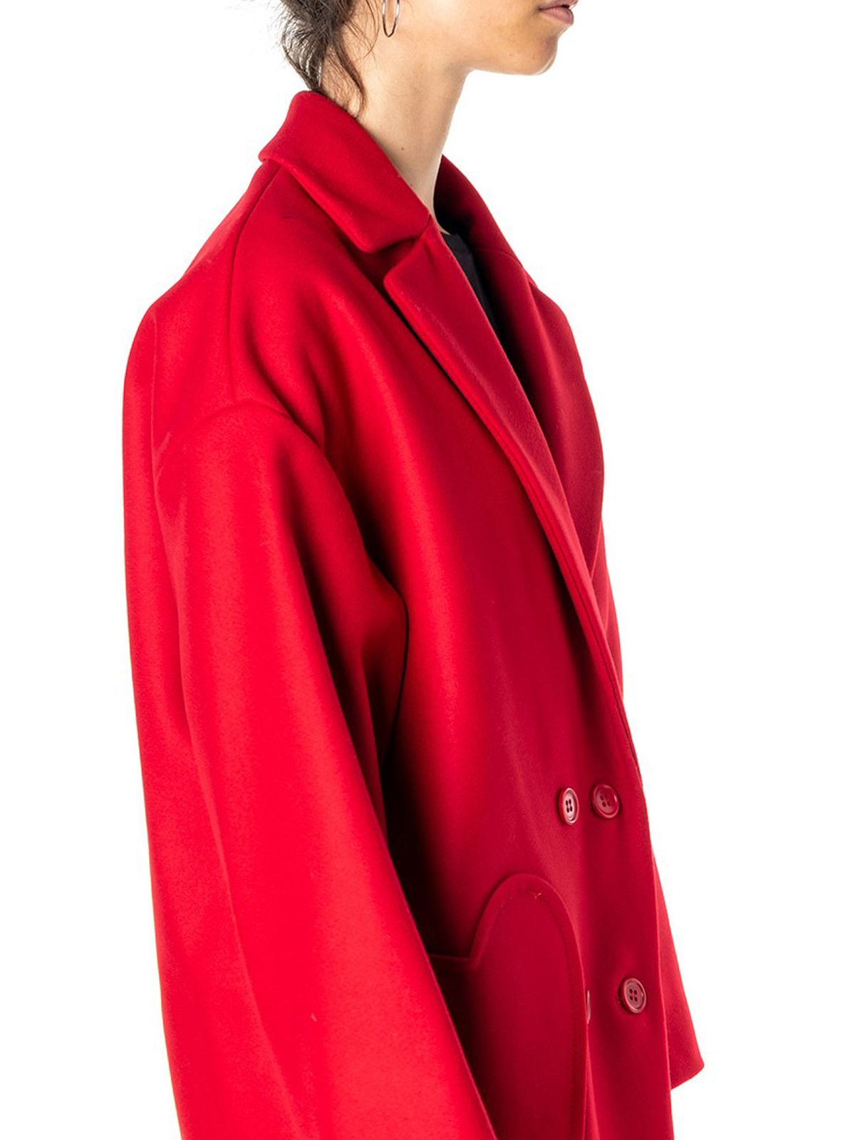 Short Valentino Red - Red wool and cashmere coat - SR3CAA80497D05