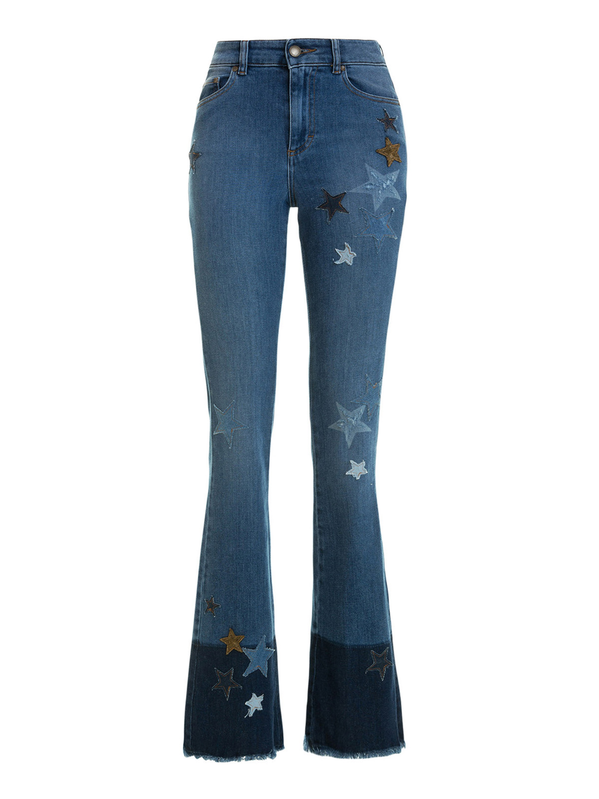 Flared jeans Valentino Red - Denim star patches flared jeans ...