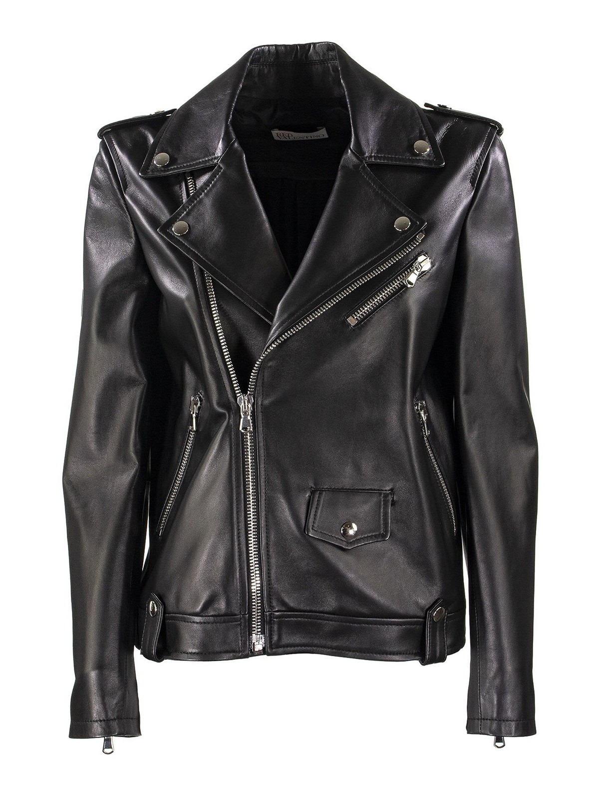 Valentino Red - Pleated back napa biker jacket - leather jacket ...