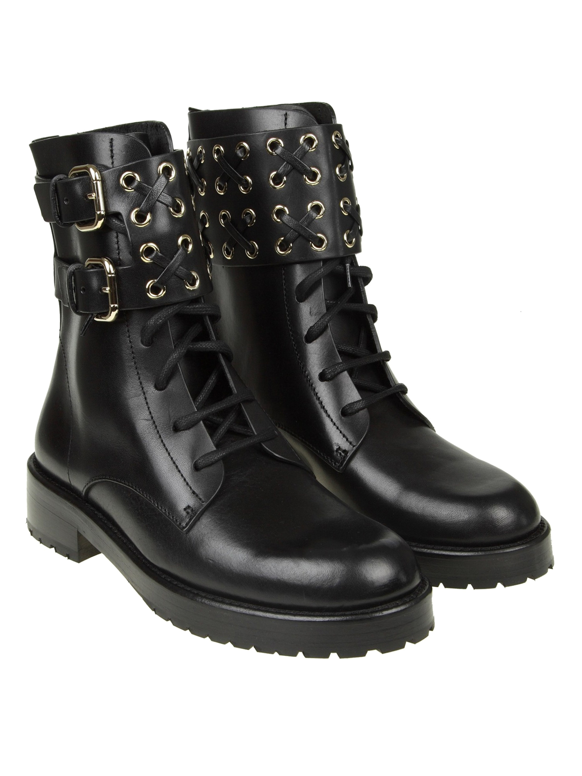 black calfskin combat boots - boots 