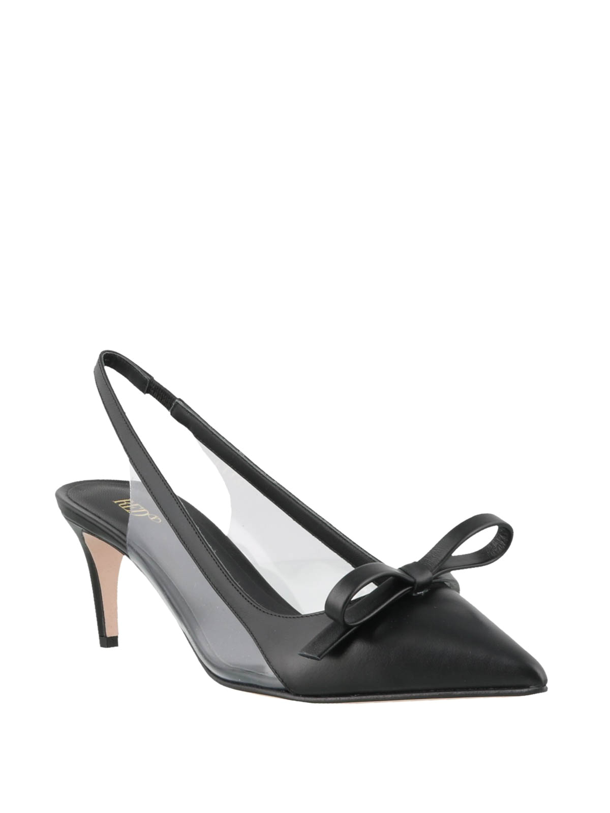 black leather slingbacks