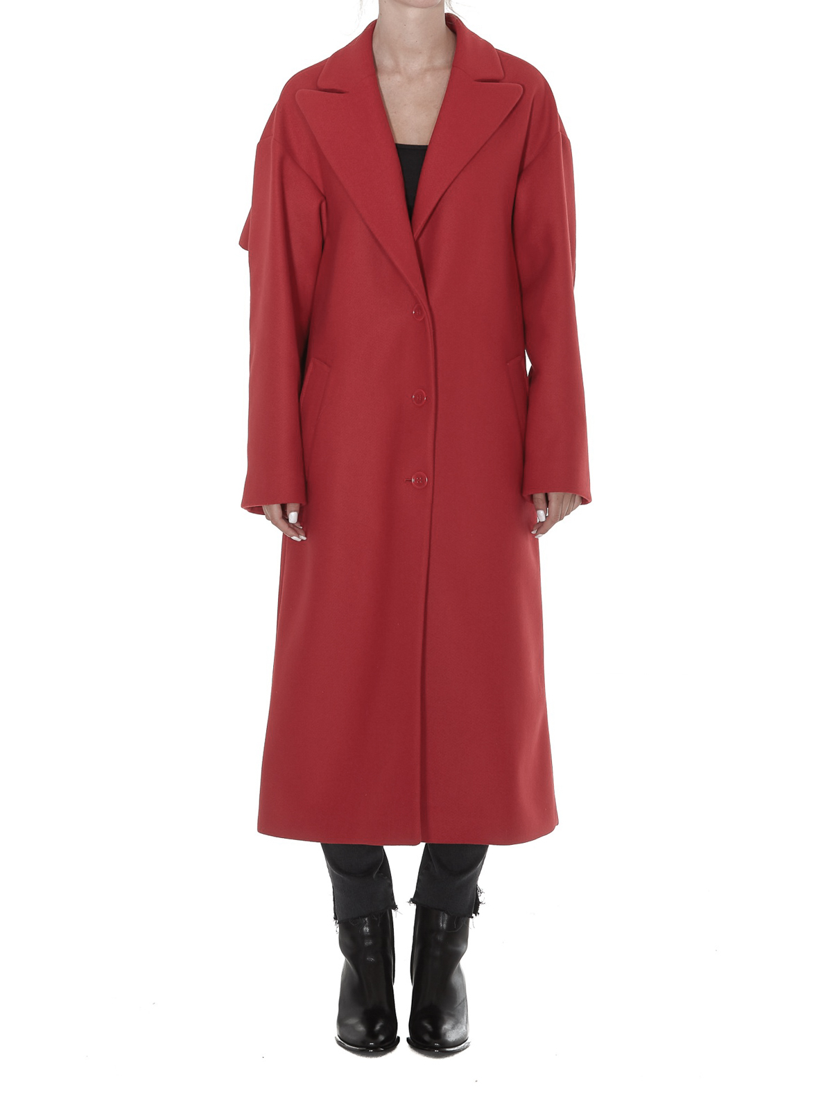 coats Valentino Red - Wool and coat with ruffle - SR0CAA95497L58