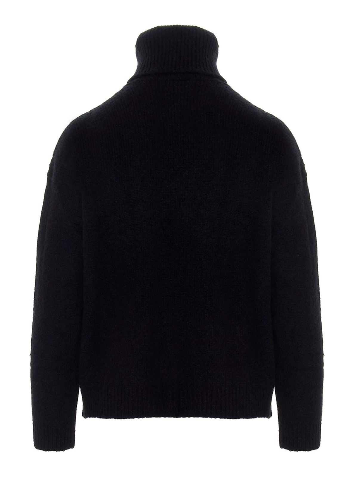 Turtlenecks & Polo necks Valentino Red - Embroidered roses turtleneck ...