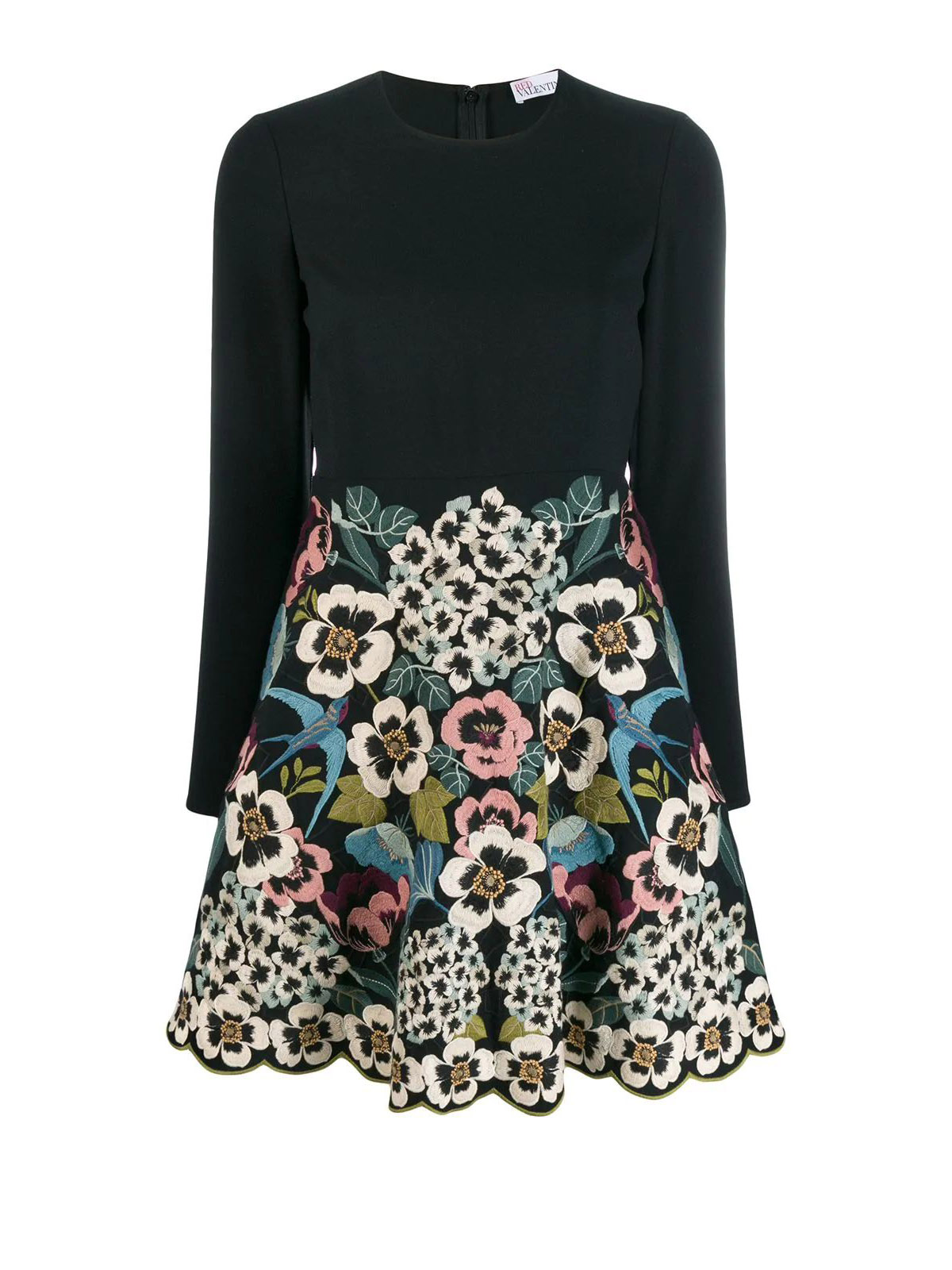 red valentino floral embroidered dress