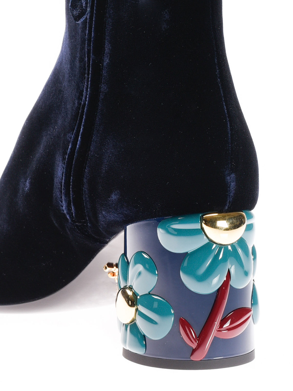 prada blue velvet boots