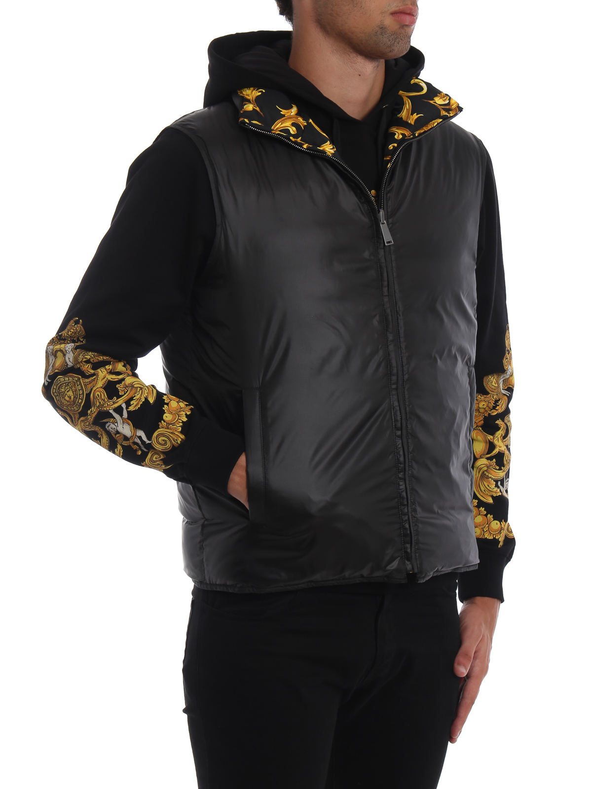 Padded jackets Versace - Acid Baroque print reversible down vest ...