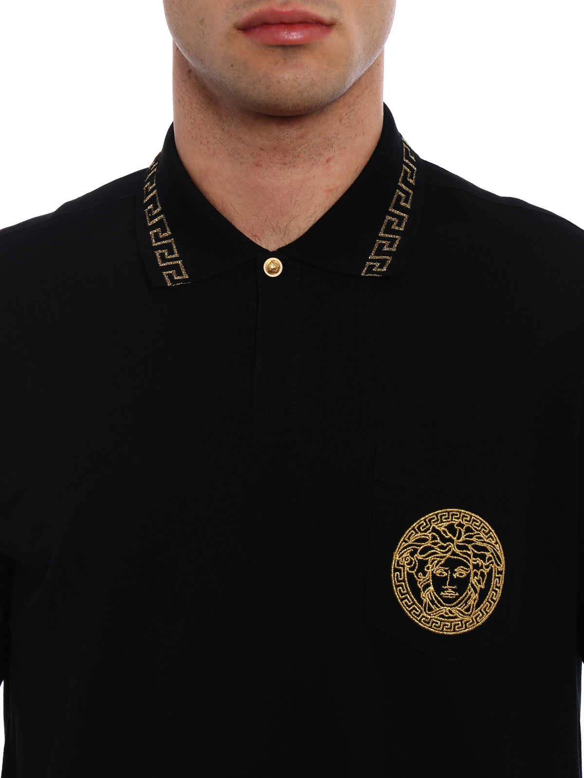 Versace - Gold Medusa embroidered black 