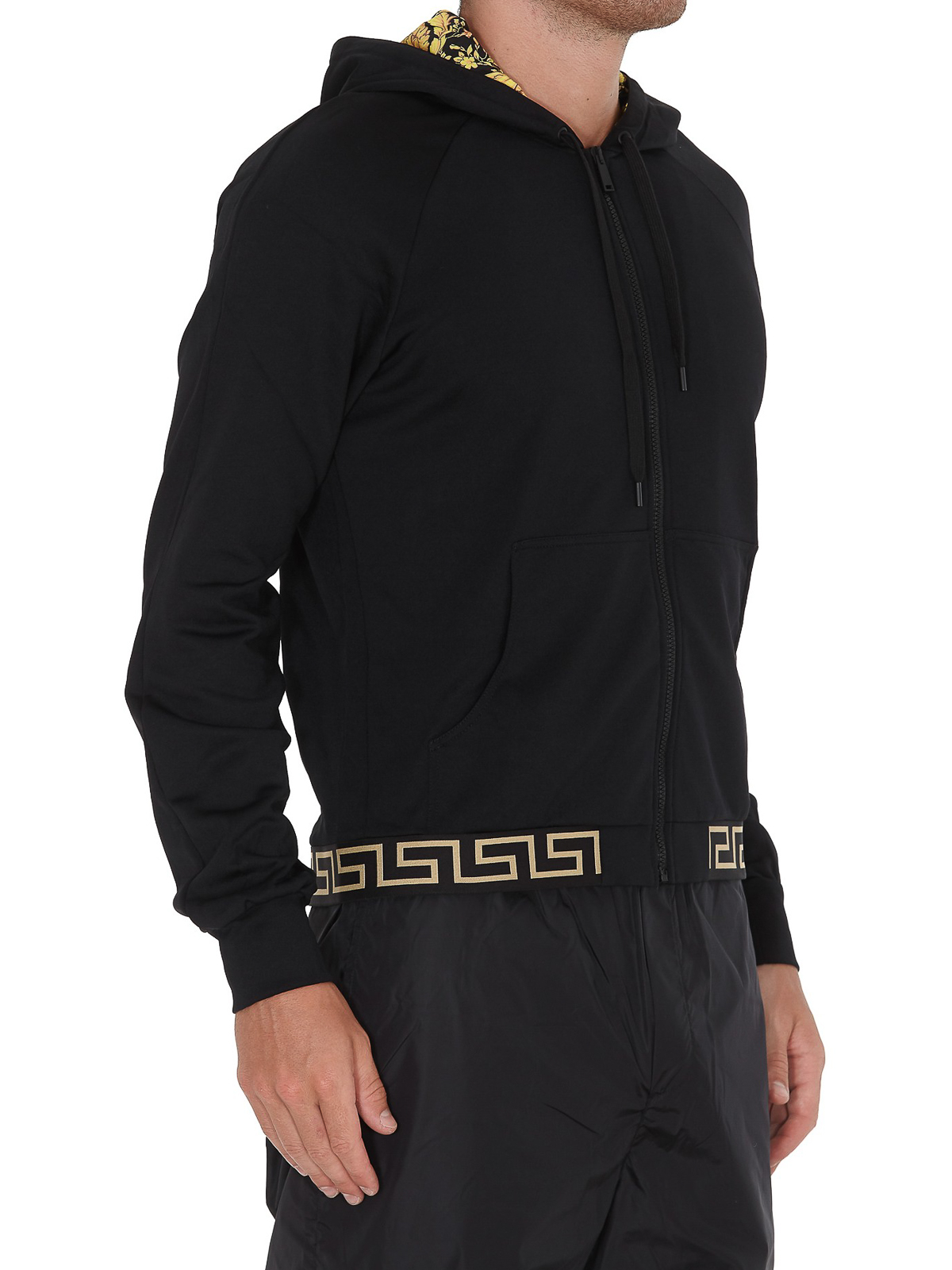 versace greco zip hooded sweatshirt