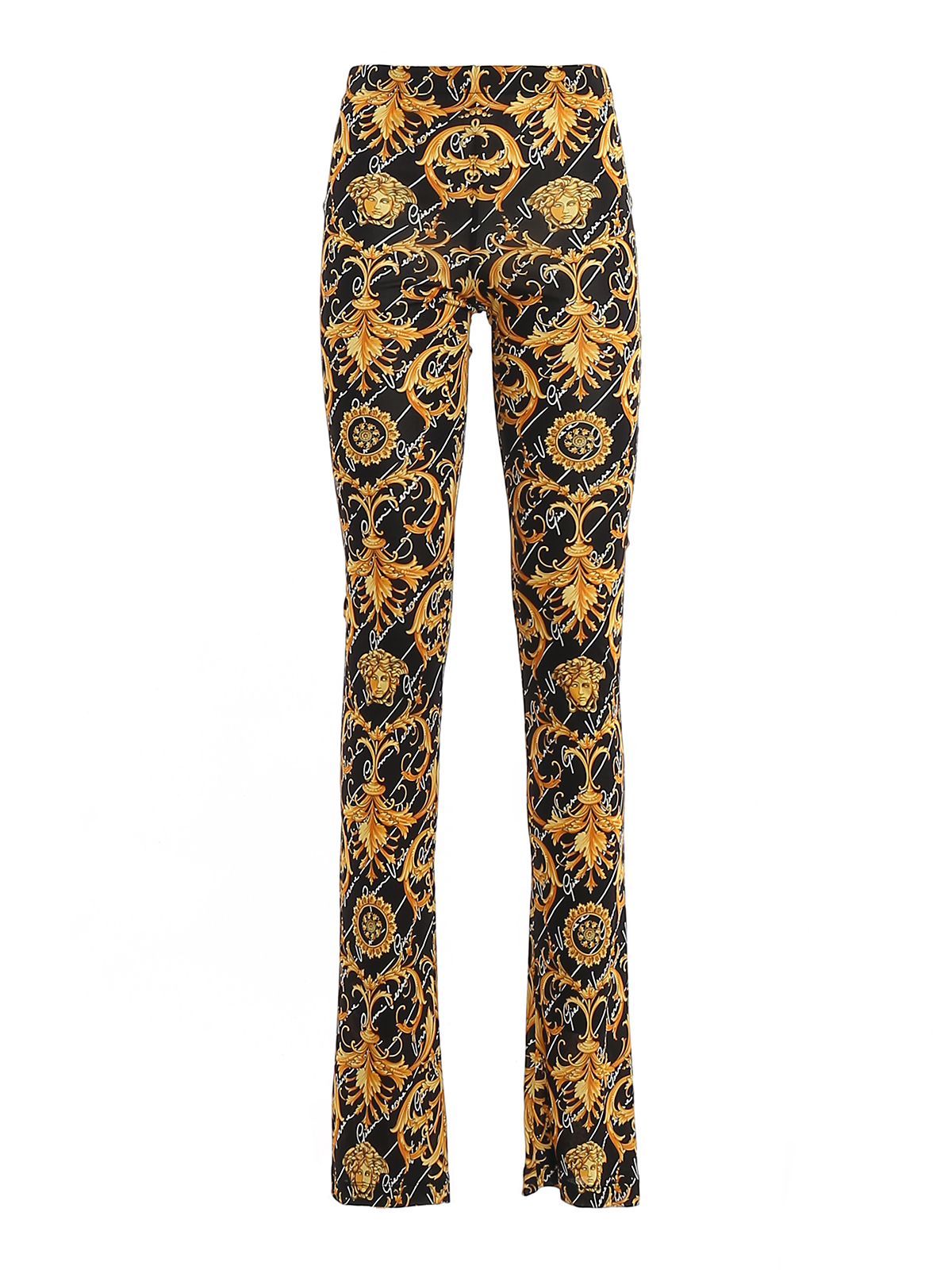 VERSUS Versace Jersey Pants brown-turquoise abstract pattern elegant Fashion Trousers Jersey Pants 