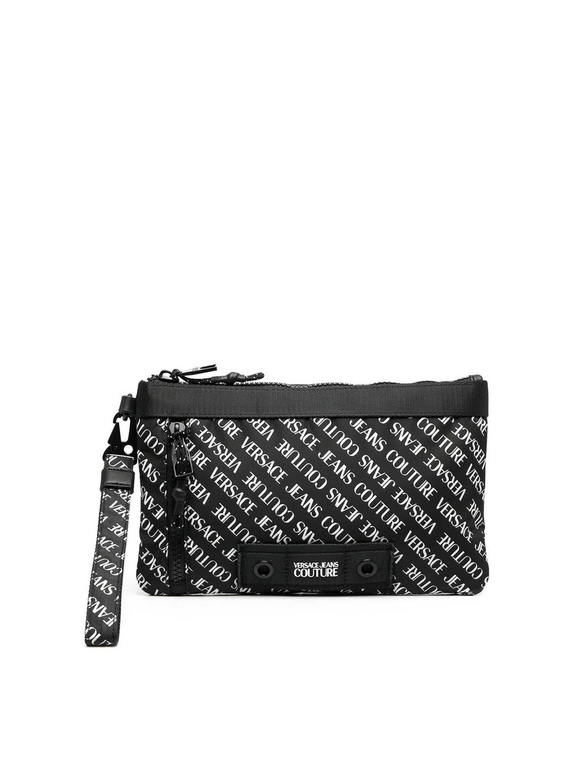 Versace - Monogram printed clutch bag in black - clutches ...